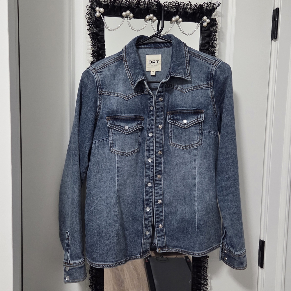 Oat New York Denim Button-Up Top - Blue